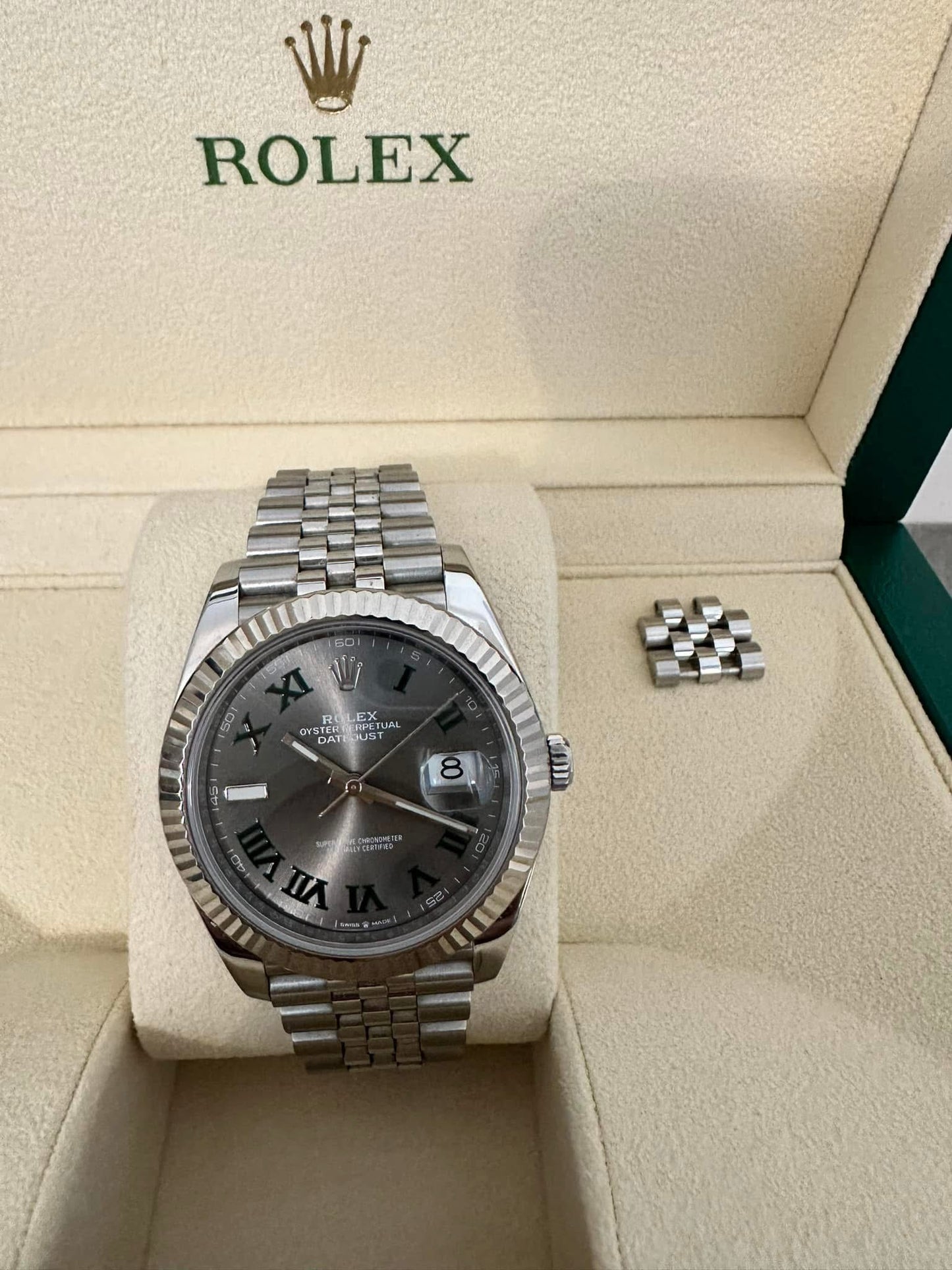 Rolex 126334 datejust 41 mm Wimbledon acciaio e oro bianco