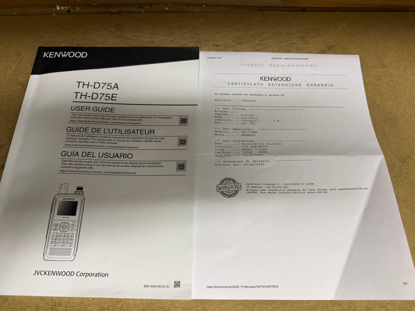 A-1 Kenwood TH 75 02/2026 garanzia 5 anni + KSC 25LS Pari al Nuovo