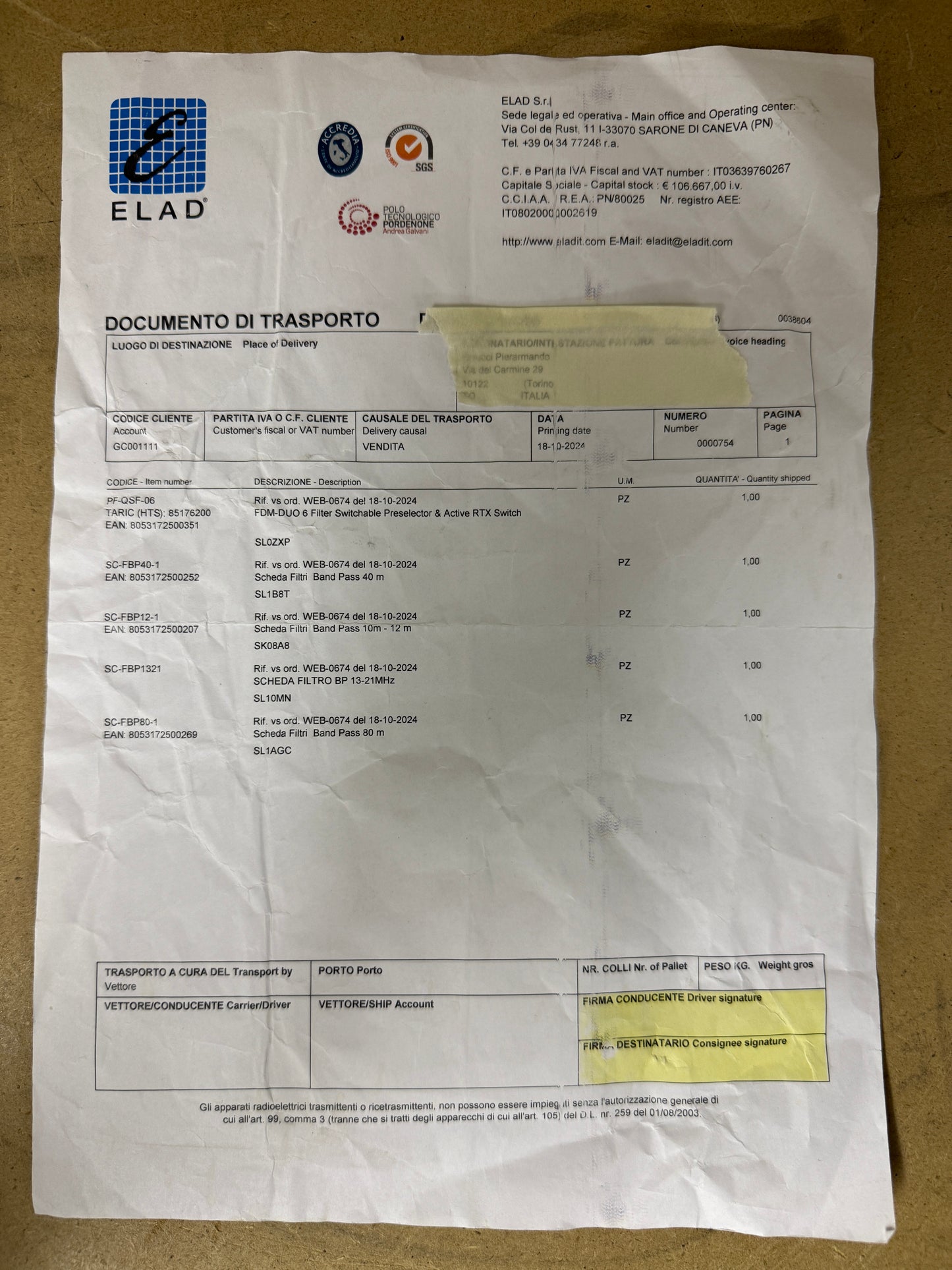 Elad QFS-06 Preselettore + 4 filtri