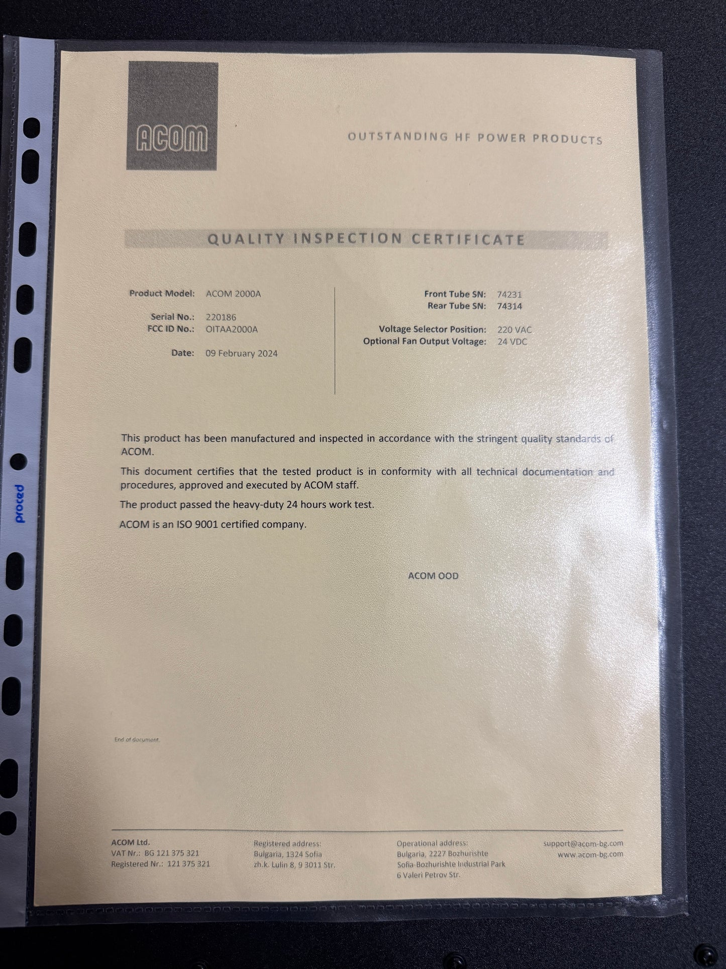 Acom 2000A 2kw anno 2024 full set