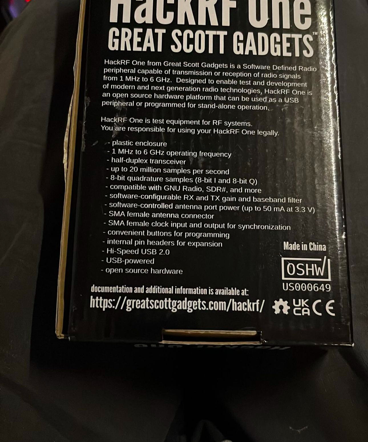 Ricevitore SDR Nooelec HackRF One 1 MHz a 6 GHz