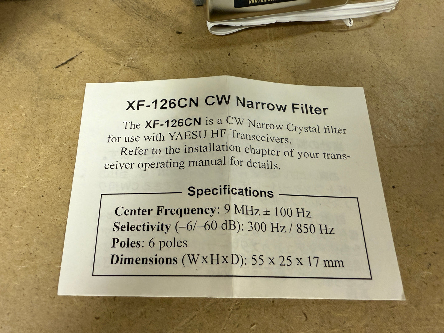 Yaesu XF 126 CN filtro cw 300 Hz nuovo