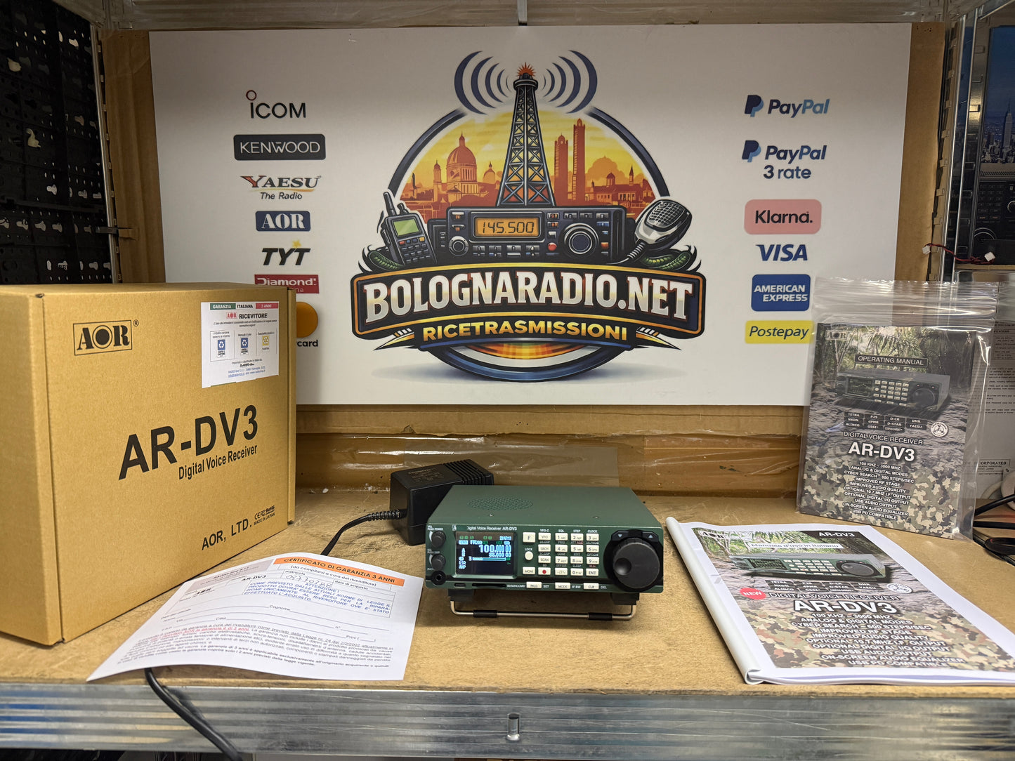 AOR AR-DV3 Ricevitore Multimodo a Banda Larga 100kHz-3GHz NUOVO GARANZIA ITALIA 36 Mesi