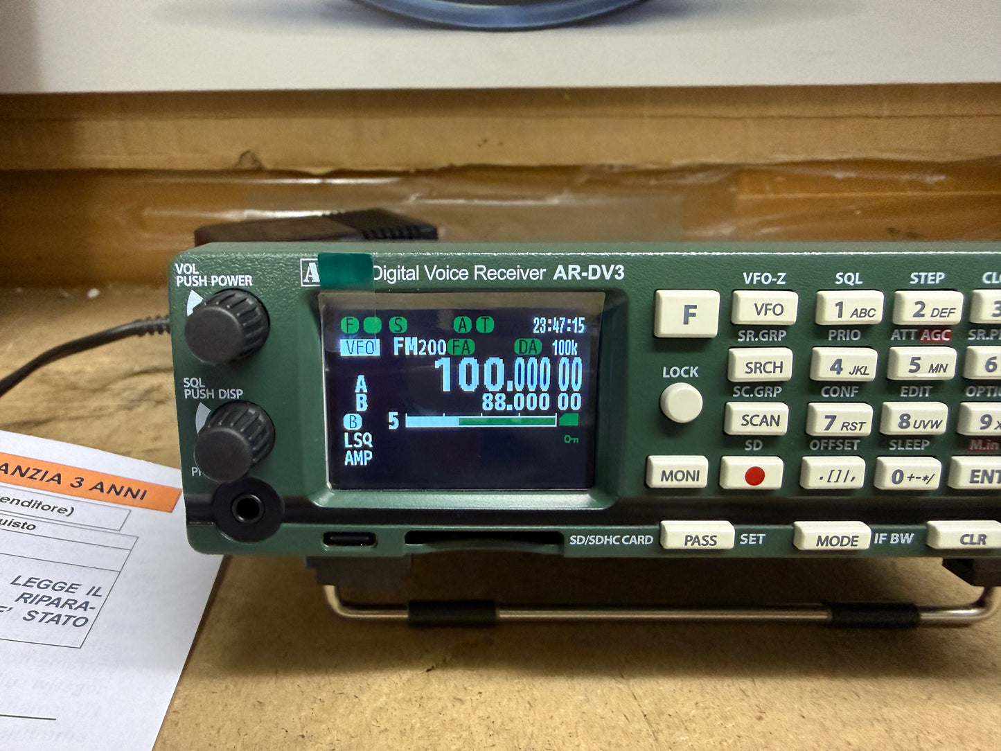 AOR AR-DV3 Ricevitore Multimodo a Banda Larga 100kHz-3GHz NUOVO GARANZIA ITALIA 36 Mesi