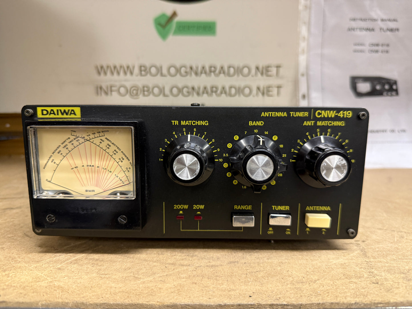 A-1 DAIWA CNW-419 - ACCORDATORE MANUALE DI ANTENNA PER HF 1.8 - 30 Mhz 500W
