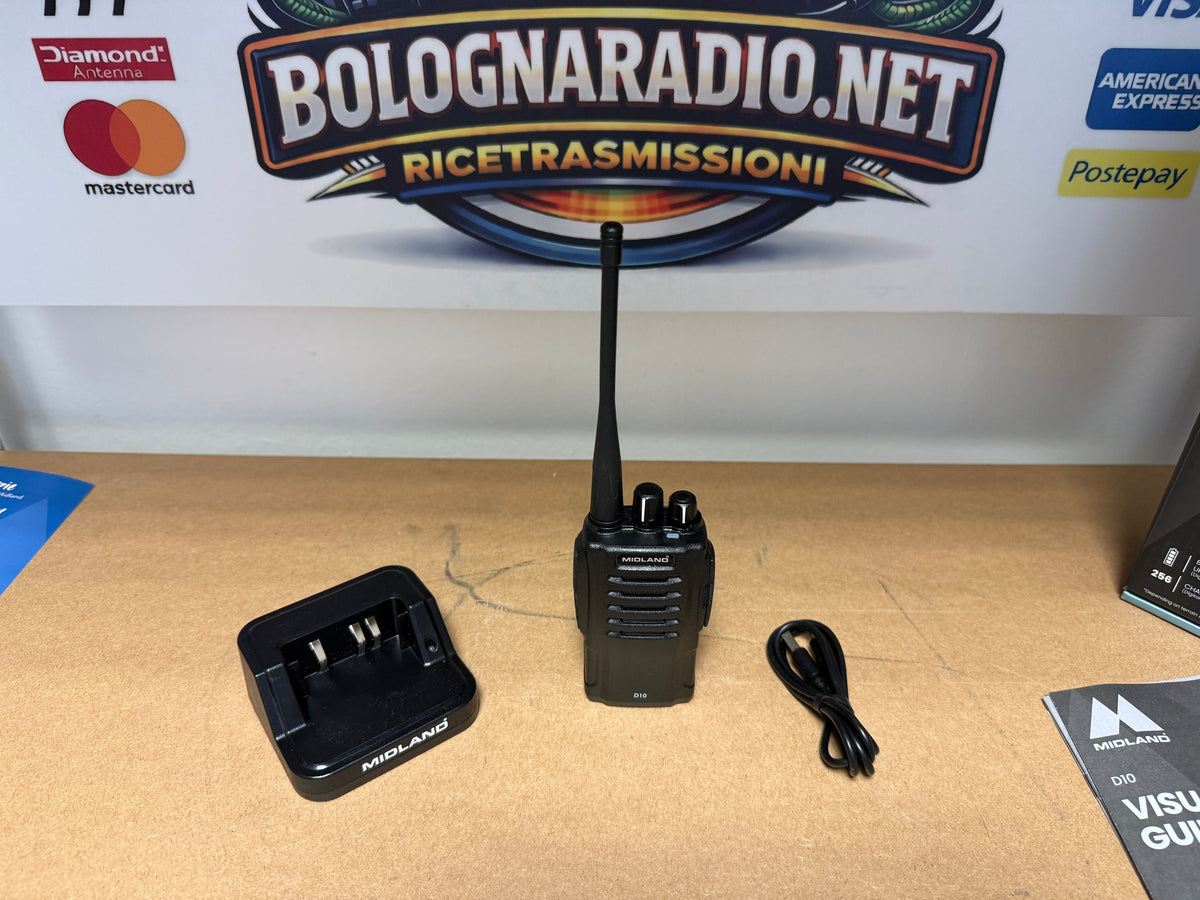 Midland D10 PMR446-DMR446 pari al nuovo full set Garanzia 12 Mesi