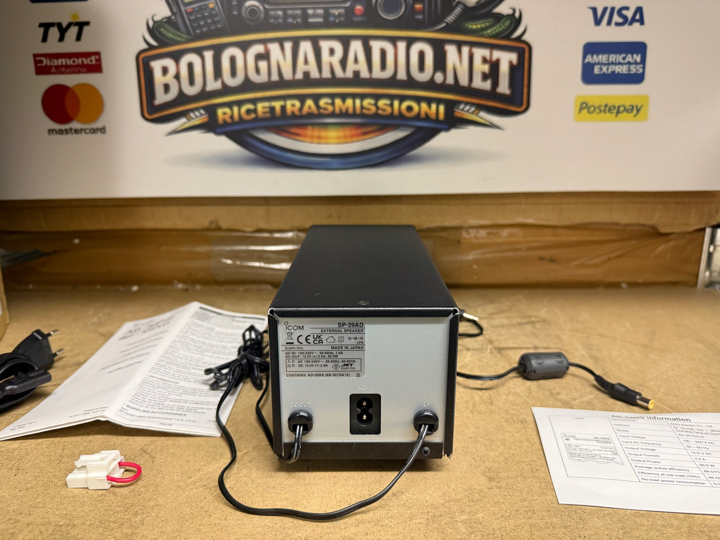 Icom SP-39AD Altoparlante esterno nero cablato rettangolare ingresso AUX
