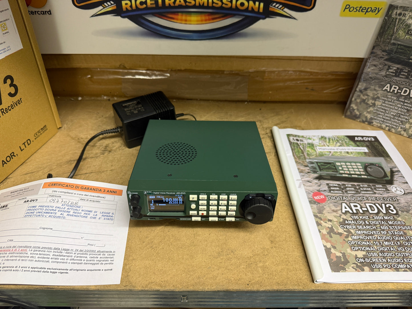 AOR AR-DV3 Ricevitore Multimodo a Banda Larga 100kHz-3GHz NUOVO GARANZIA ITALIA 36 Mesi