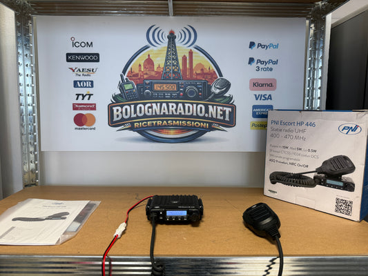 PNI Radio UHF Escort HP 446, 199 canali, ASQ 9 livelli, scansione, doppio orologio, CTCSS-DCS